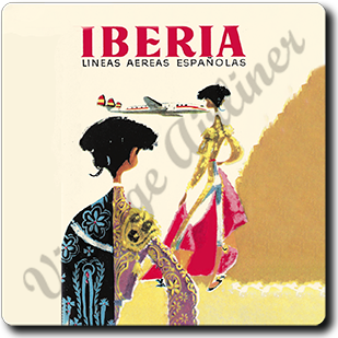 Iberia Airlines 1950's Matador Square Sandstone Coaster