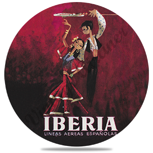 Iberia Airlines 1950's Fandango Dancers Round Sandstone Coaster