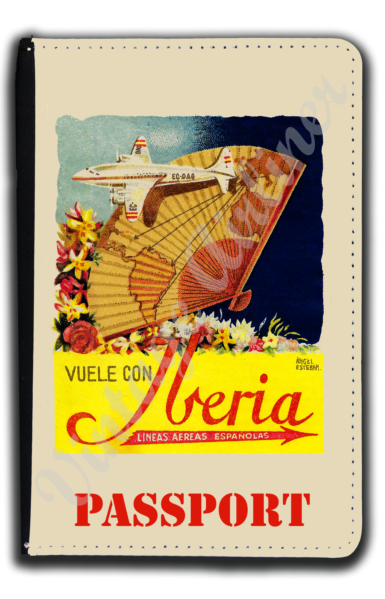 Iberia Airlines 1940's DC-4 South America Bag Sticker Passport Case