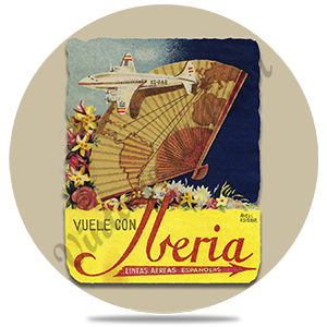 Iberia Airlines 1940's DC-4 South America Round Sandstone Coaster