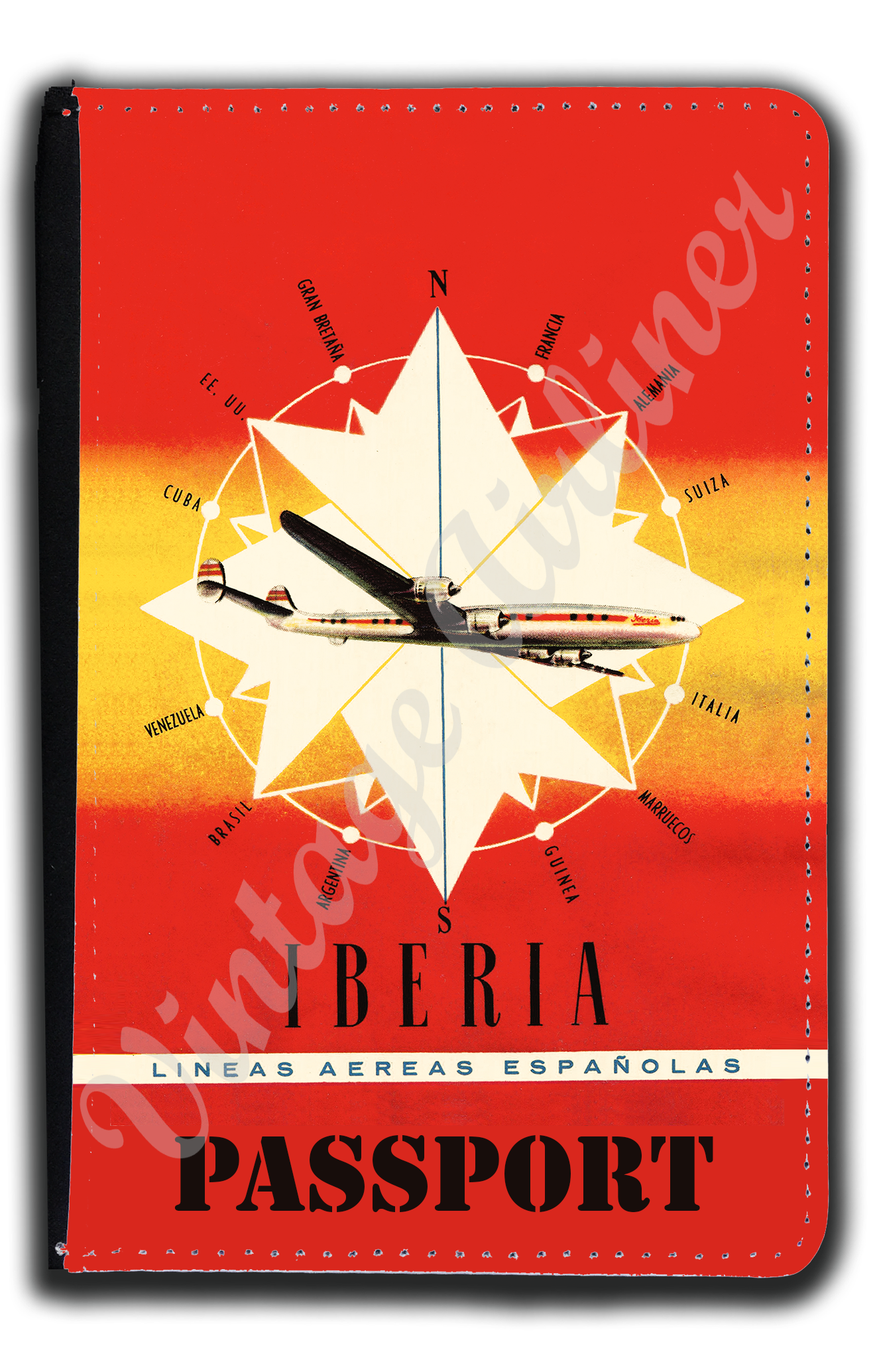 Iberia Airlines 1950's Consteallation Bag Sticker Passport Case