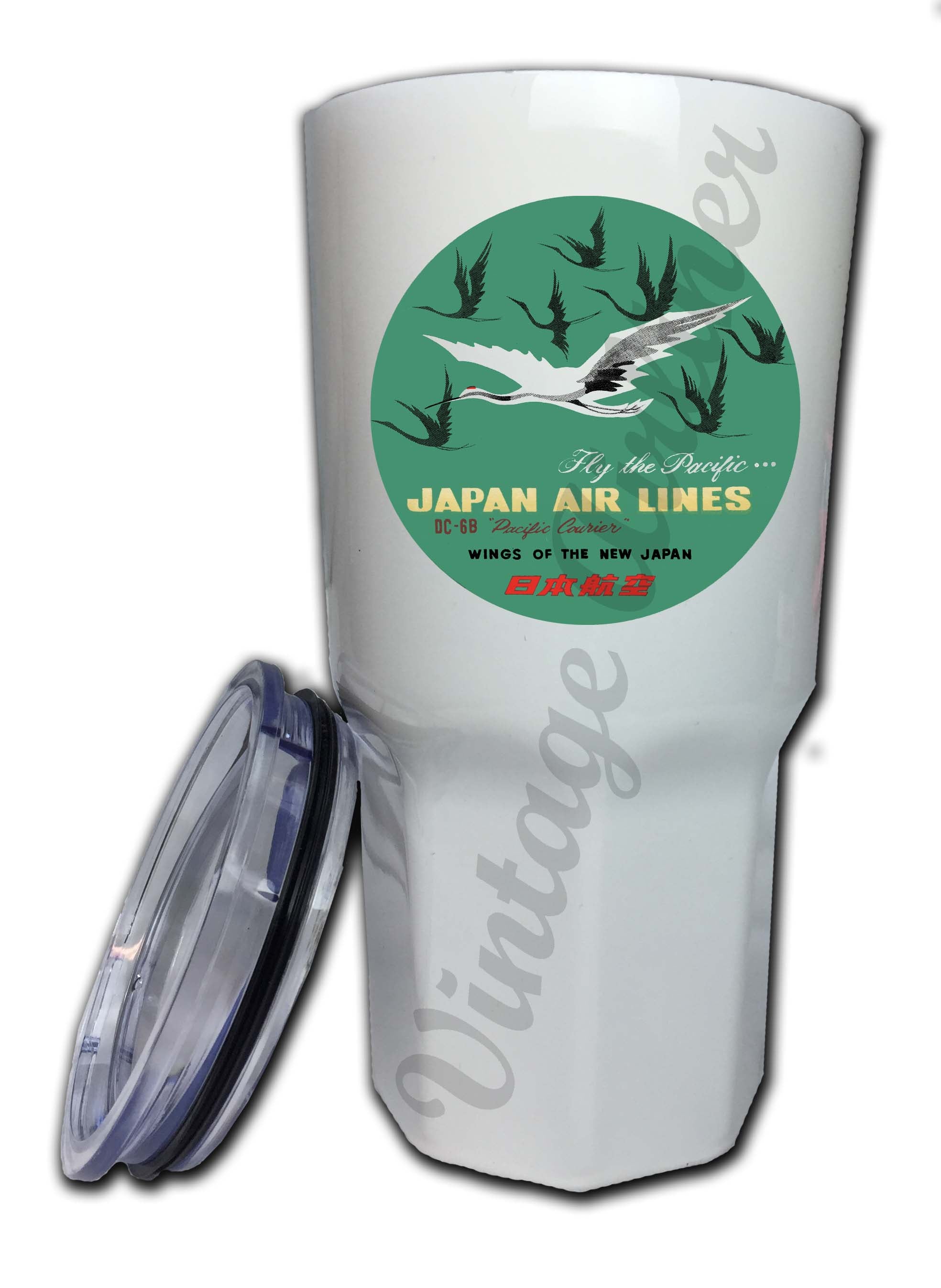 Japan Airlines 1960's Vintage Bag Sticker Tumbler