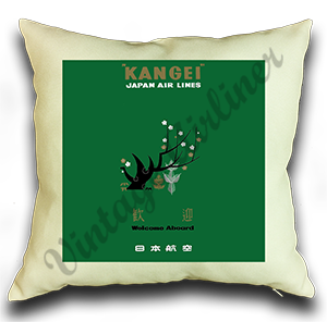 Japan Airlines 1960's Timetable Cover Linen Pillow Case Cover