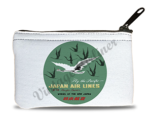 Japan Airlines 1960's Vintage Bag Sticker Rectangular Coin Purse