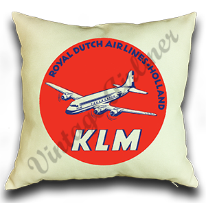 KLM Vintage Bag Sticker Linen Pillow Case Cover