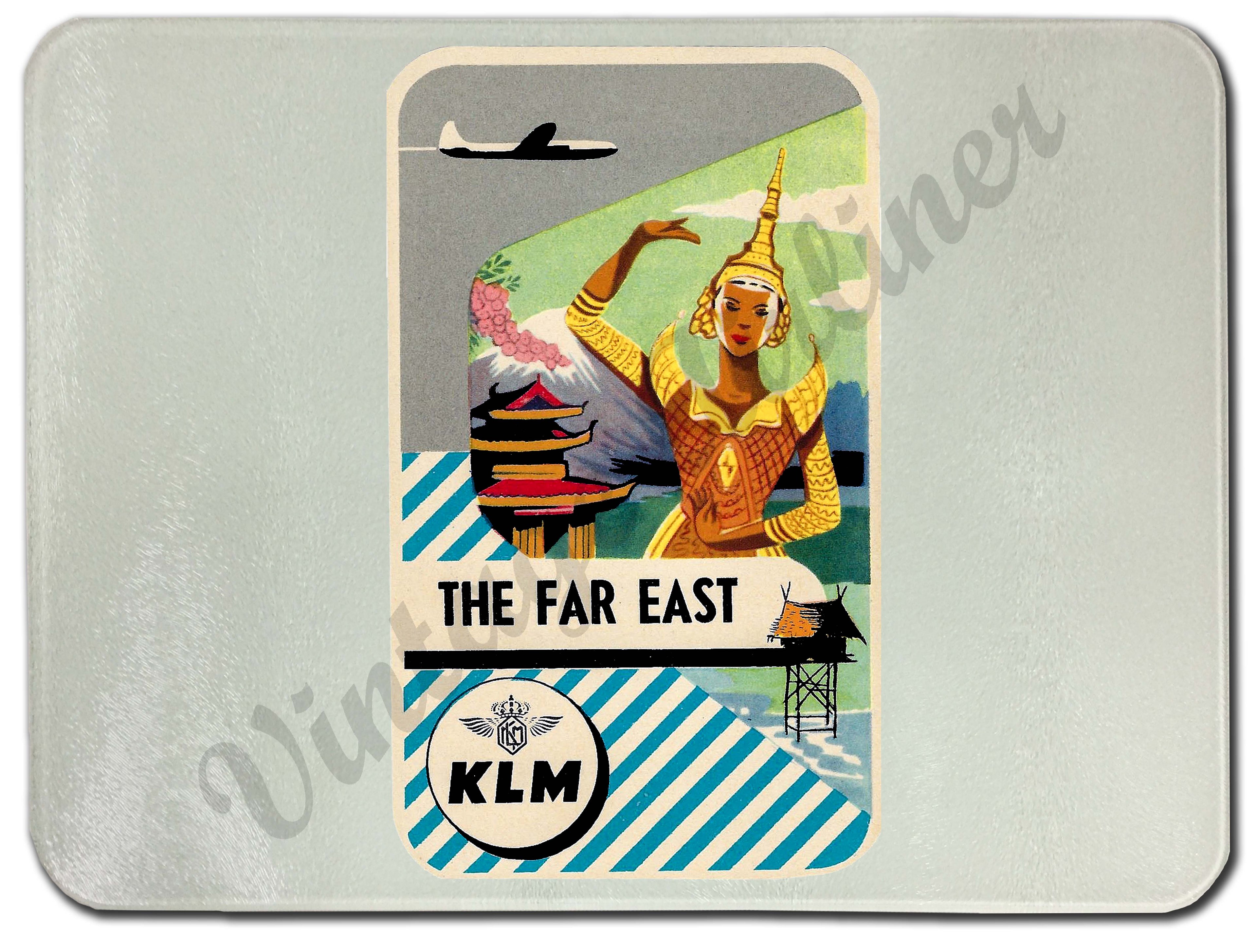 KLM Vintage The Far East Glass Cutting Board