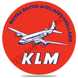 KLM Royal Dutch Airlines Vintage Round Sandstone Coaster