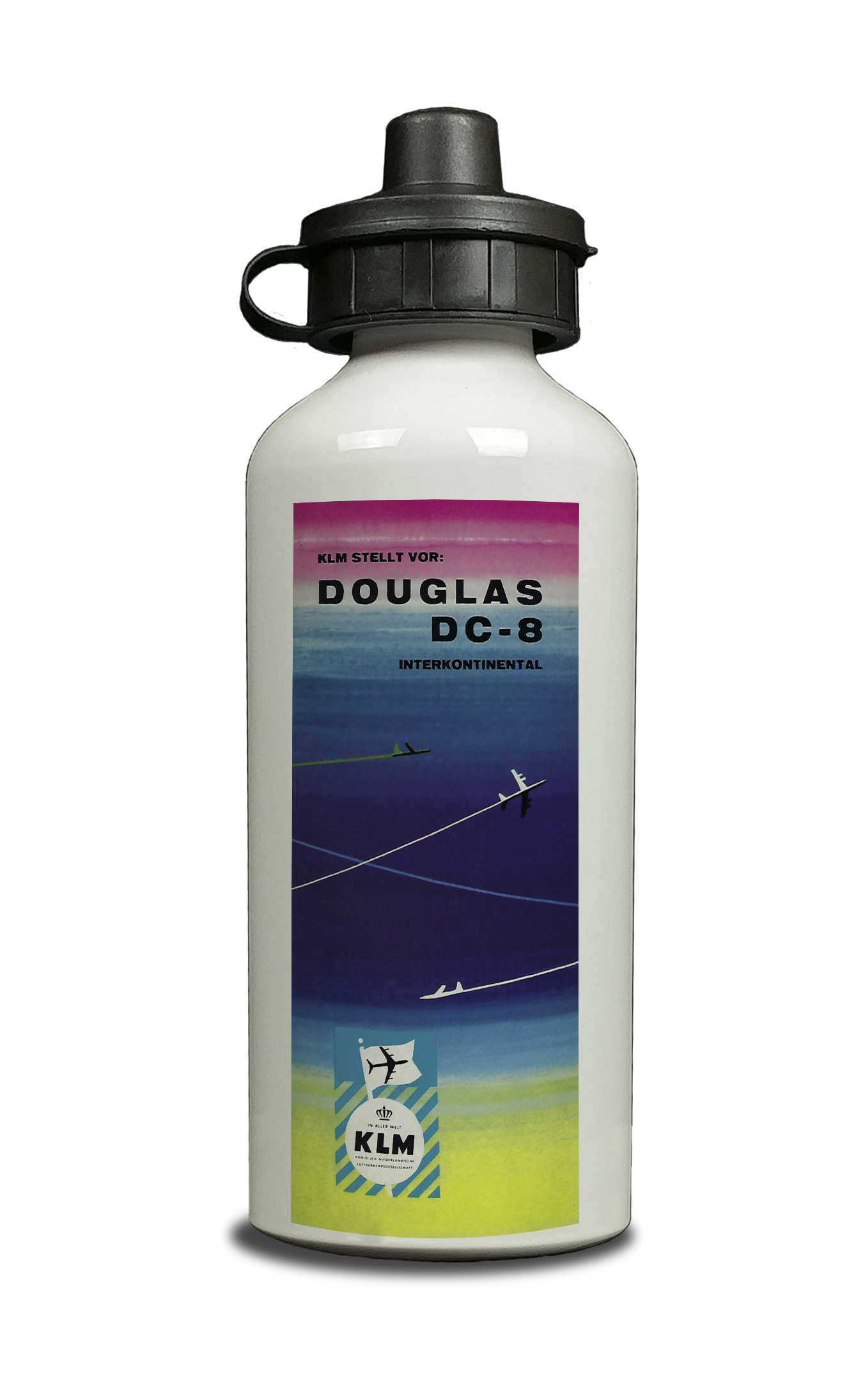 KLM DC-8 Brochure Cover Aluminum Water Bottle