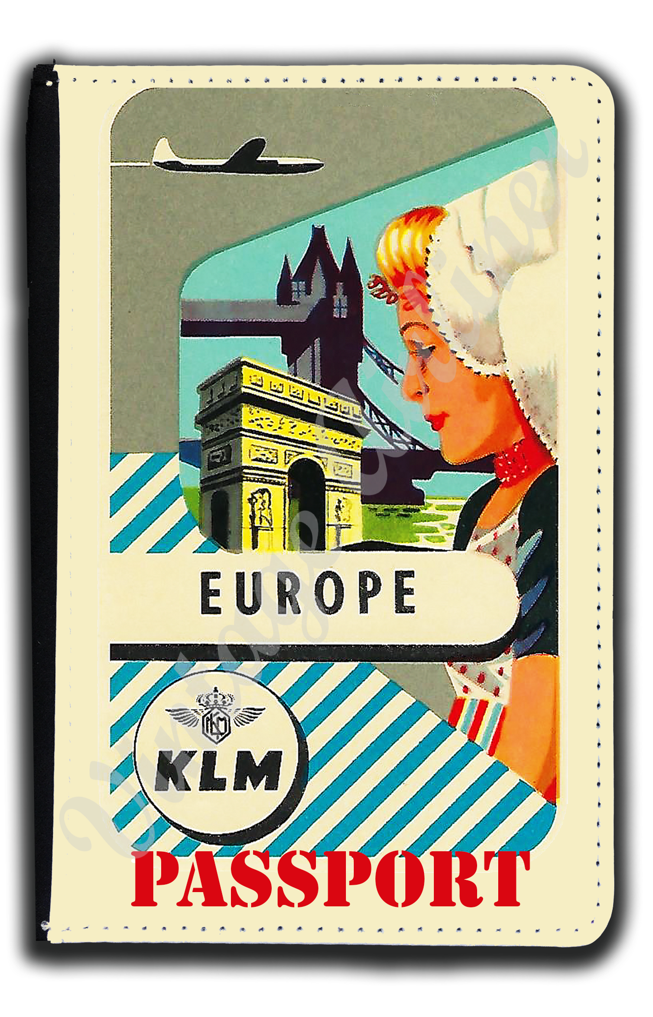 KLM Vintage Europe Bag Sticker Passport Case