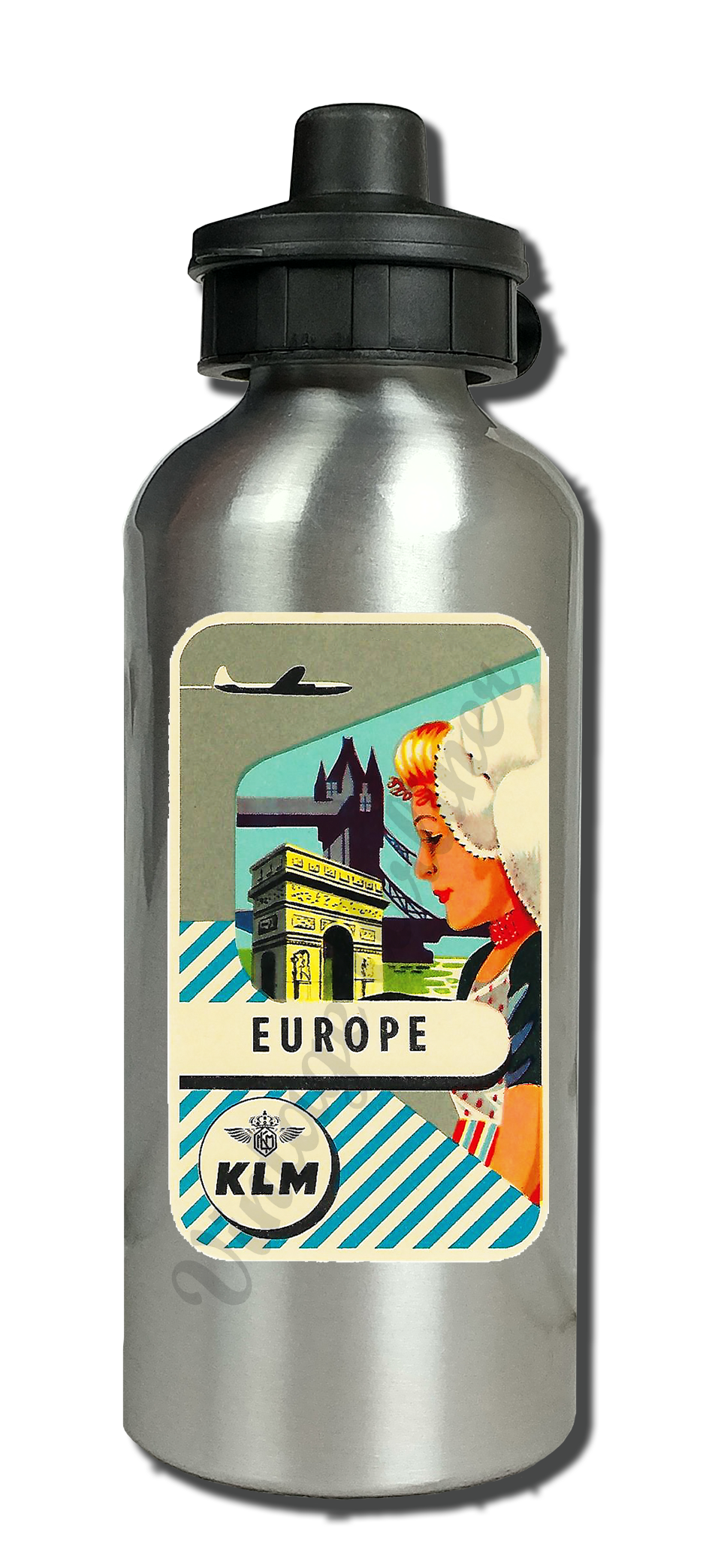 KLM  Vintage Europe Aluminum Water Bottle