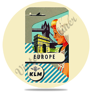 KLM  Vintage Europe Round Sandstone Coaster