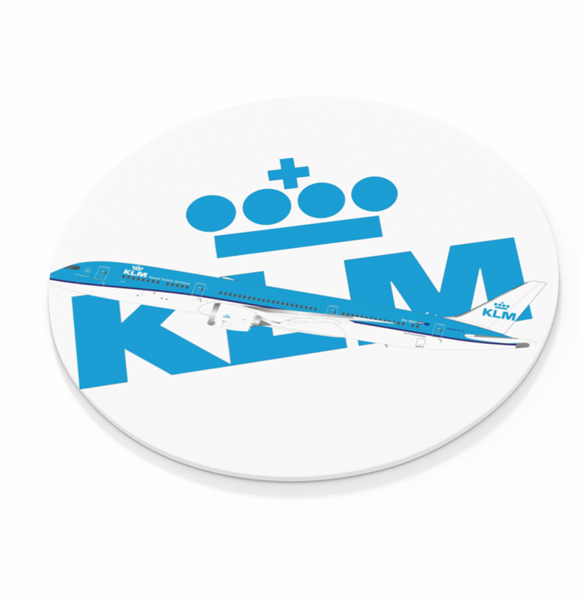KLM Logo w/ Livery  -  Round Sandstone Coaster