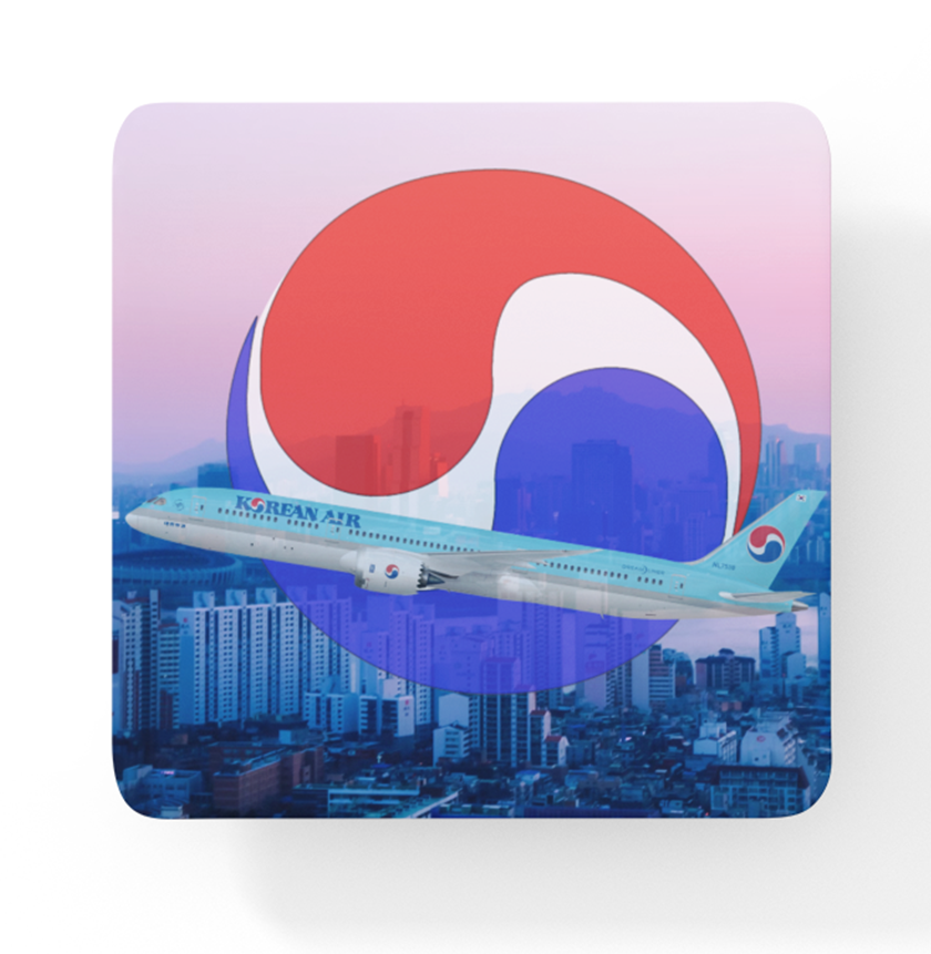 Korean Air - Origin View Of Seoul - Square Sandstone Coaster