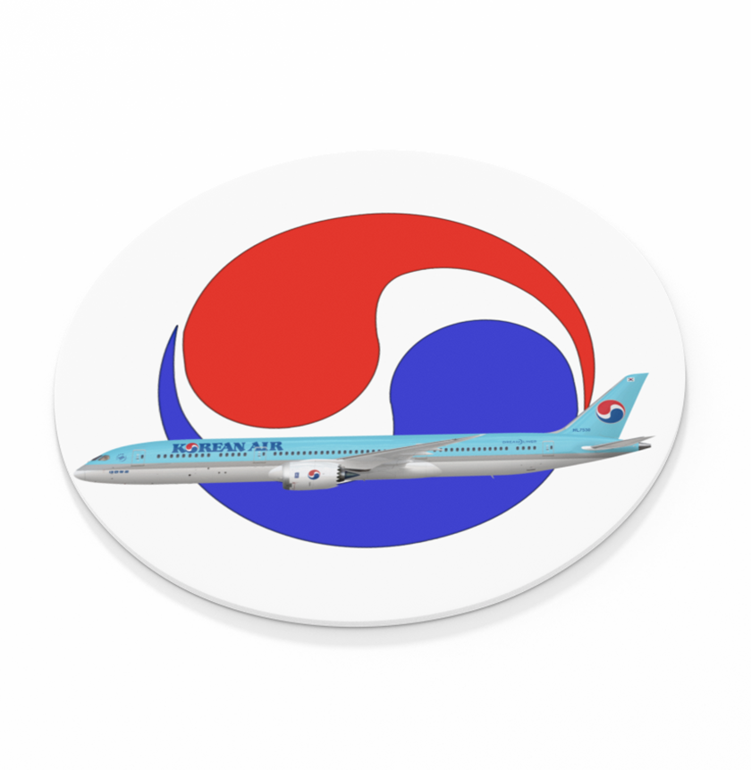 Korean Air Logo w/ Livery  -  Round Sandstone Coaster