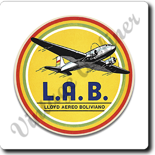 L.A.B. Lloyd Aéreo Boliviano 1950's Vintage Square Sandstone Coaster
