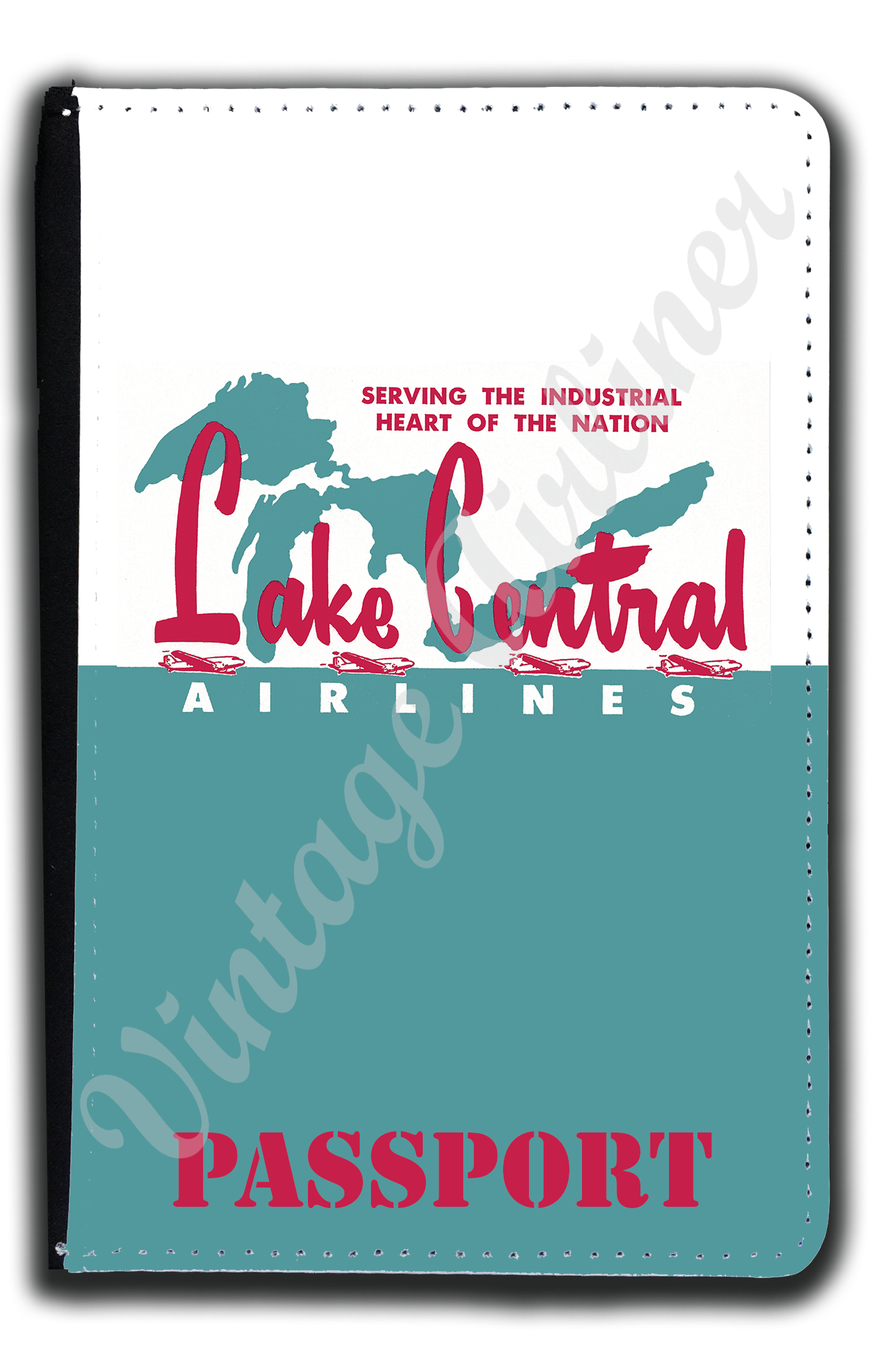 Lake Central Airlines 1950's Bag Sticker Passport Case