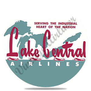 Lake Central Airlines Vintage Bag Sticker Round Sandstone Coaster