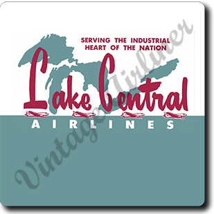 Lake Central Airlines Vintage Bag Sticker Square Sandstone Coaster