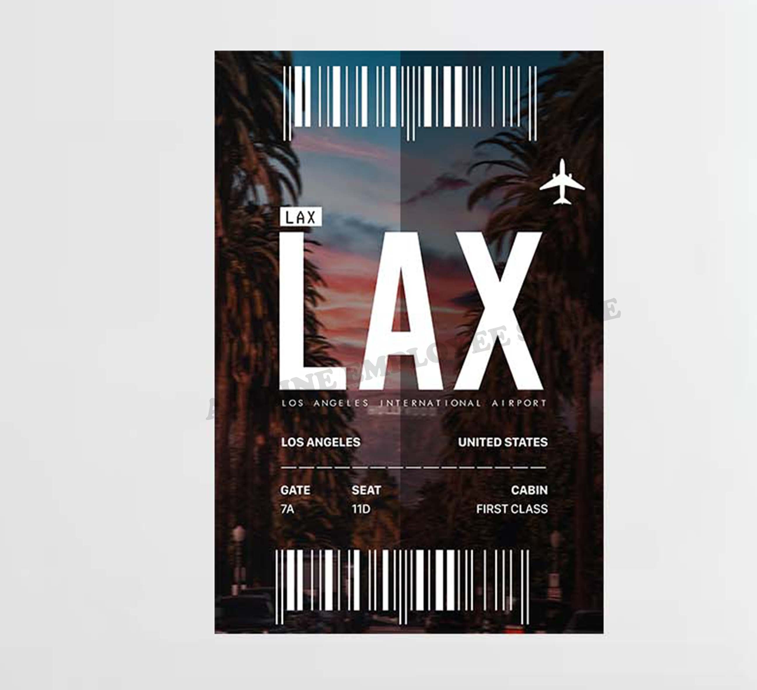 LAX Los Angeles Ticket Design Decal Stickers