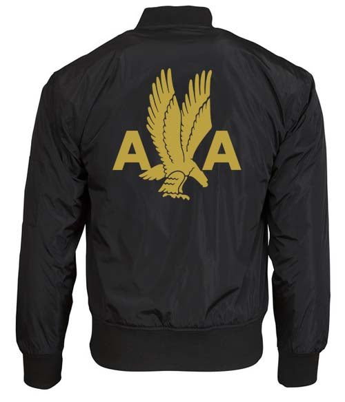 AA 40's Eagle Black Bomber Jacket - Faux Leather