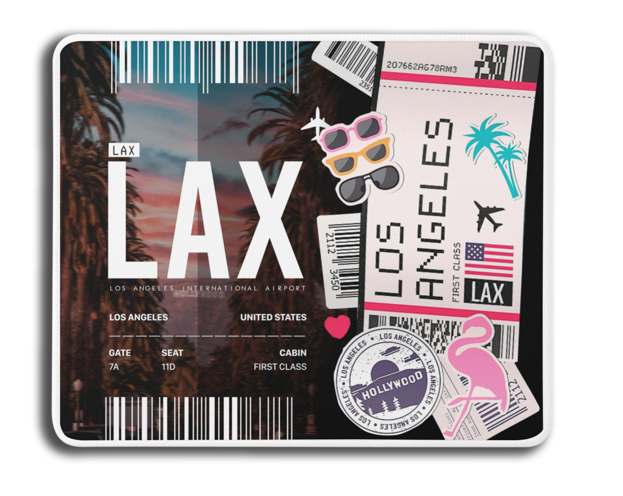 Ticket To Los Angeles Collage Mousepad