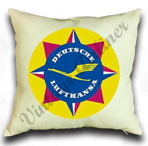 Lufthansa Airlines 1950's Vintage Bag Sticker Linen Pillow Case Cover