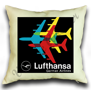 Lufthansa Airlines 1970's Vintage Bag Sticker Linen Pillow Case Cover