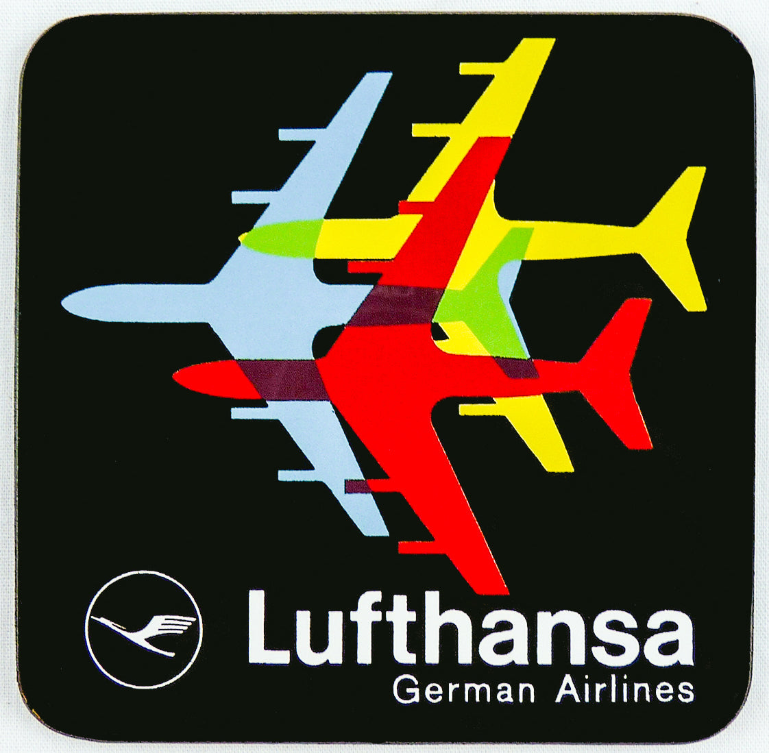 Lufthansa 1970's Bag Sticker Square Sandstone Coaster