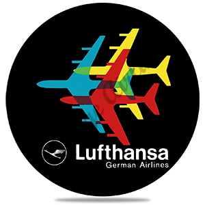 Lufthansa 1970's Bag Sticker Round Sandstone Coaster
