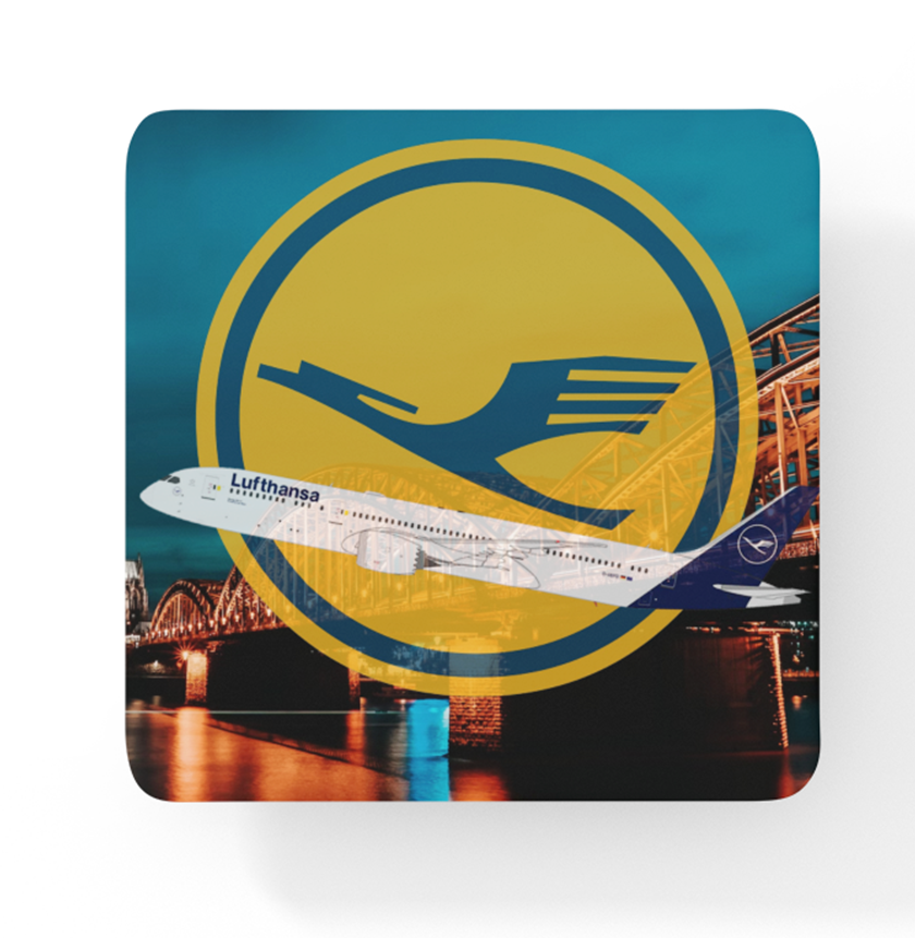 Lufthansa - Origin View Of Amsterdam - Square Sandstone Coaster