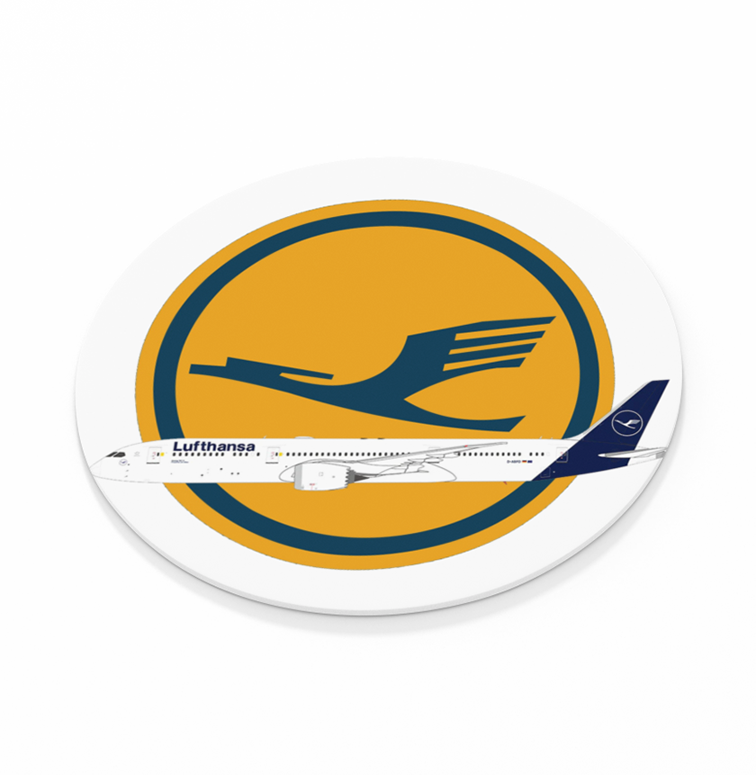 Lufthansa Logo w/ Livery  -  Round Sandstone Coaster