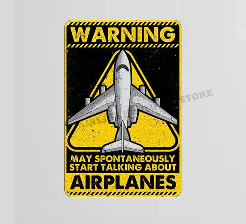 Warning May Start Talking About Airplanes Decal Stickers