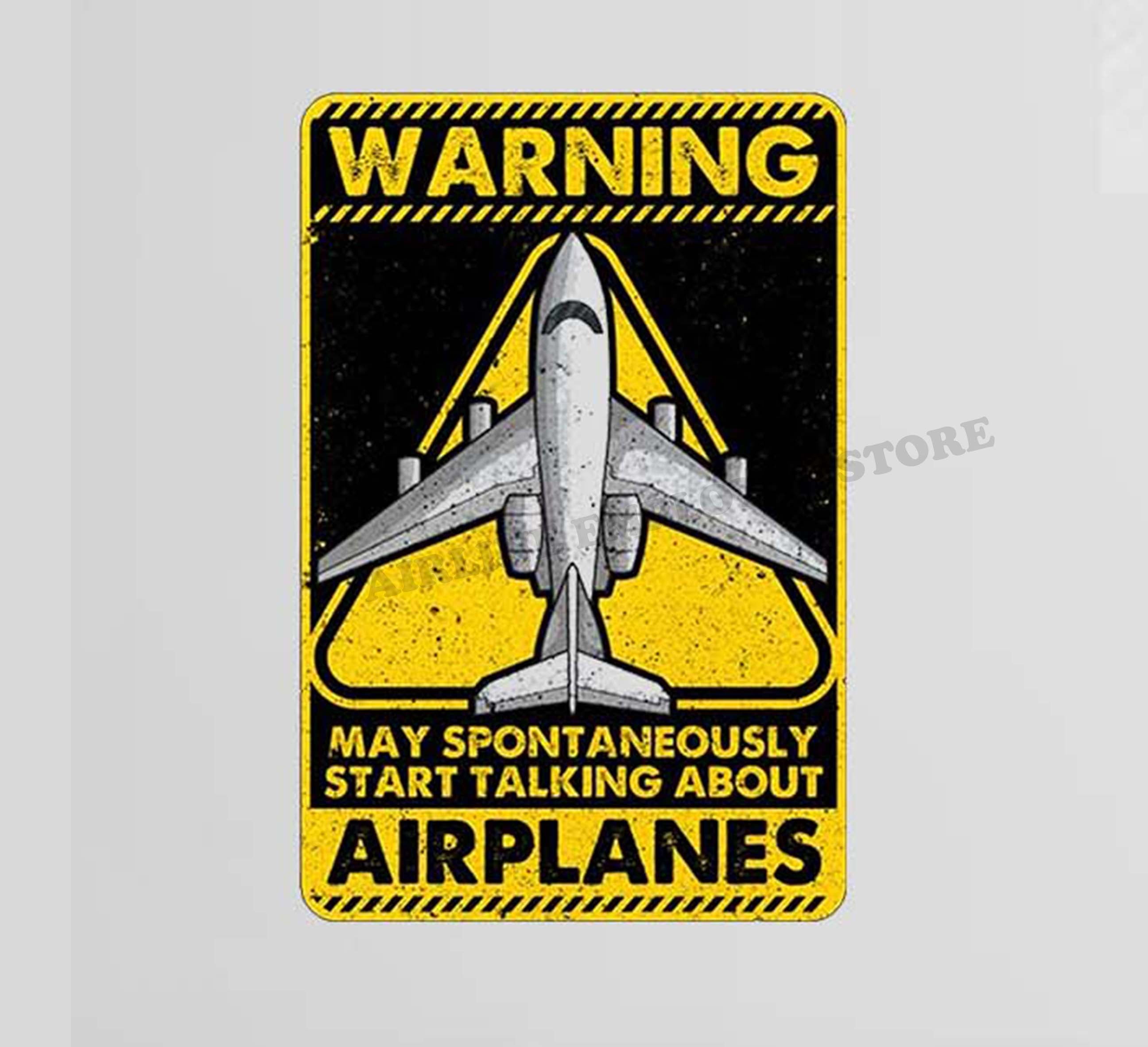 Warning May Start Talking About Airplanes Decal Stickers
