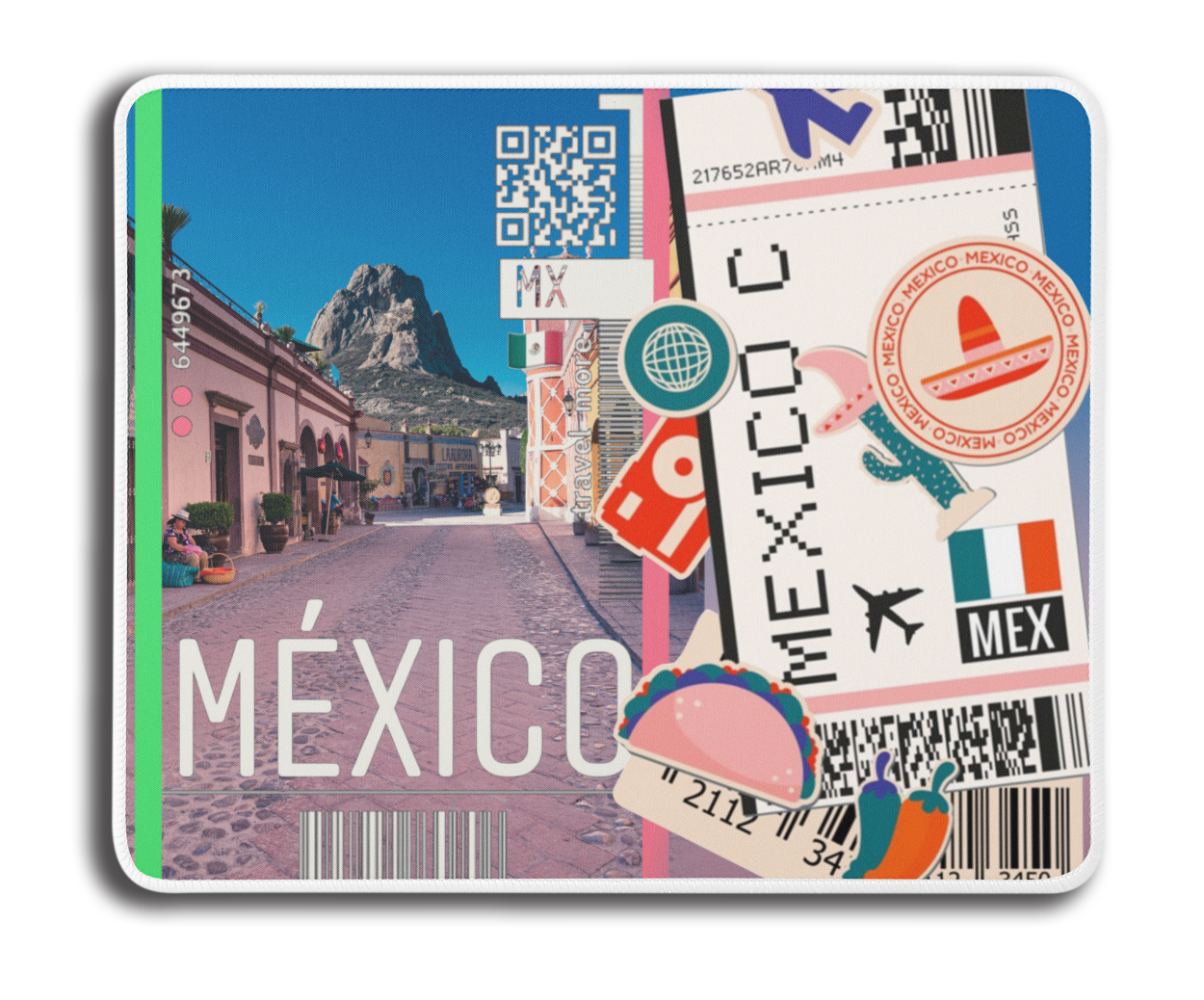 Ticket To Mexico Collage Mousepad