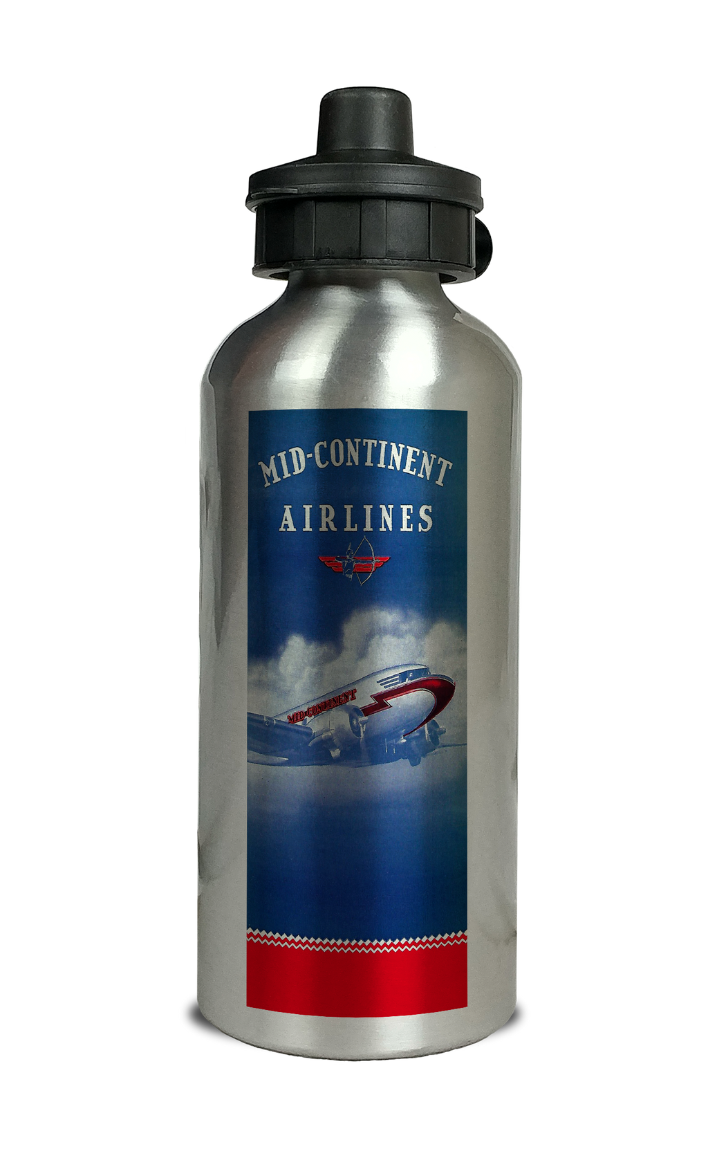 Mid-Continent Airlines Timetable Cover Aluminum Water Bottle