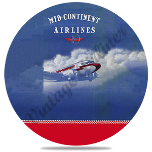 Mid-Continent Airlines Timetable Cover Bag Sticker Round Sandstone Coaster