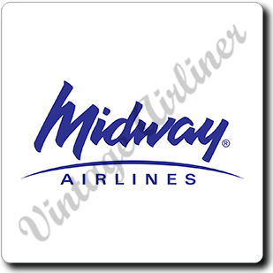 Midway Airlines 1993 Logo Square Sandstone Coaster