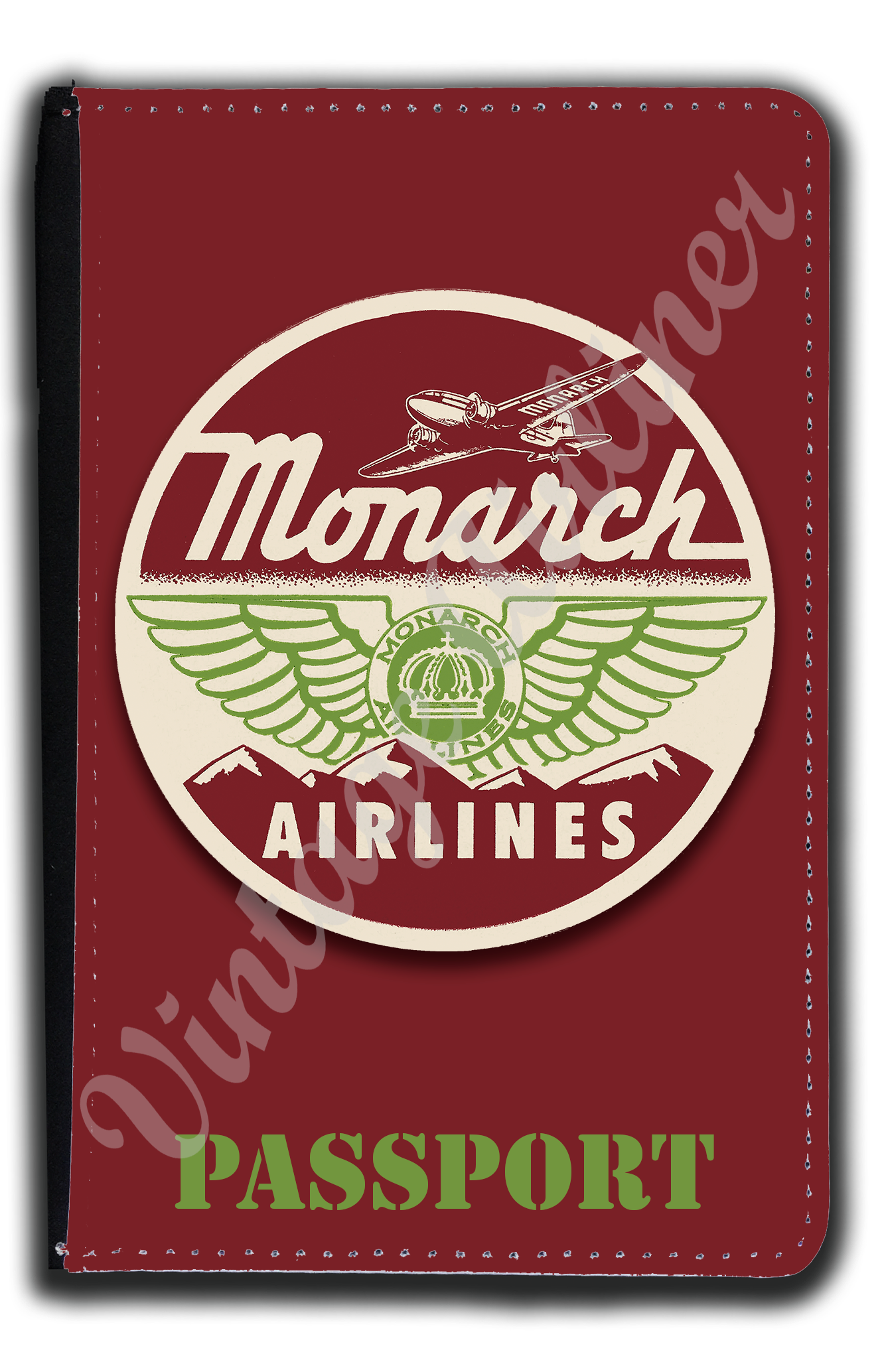 Monarch Airlines 1950's Bag Sticker Passport Case