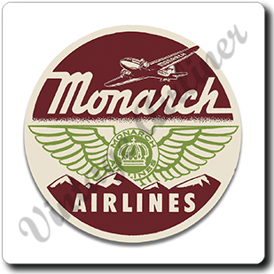 Monarch Airlines 1950's Vintage Square Sandstone Coaster