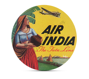 Air India Vintage Bag Sticker Round Mousepad