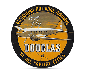 Australian National Airways Vintage Bag Sticker Round Mousepad