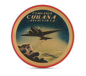 Cubana Airlines Vintage Bag Sticker Round Mousepad