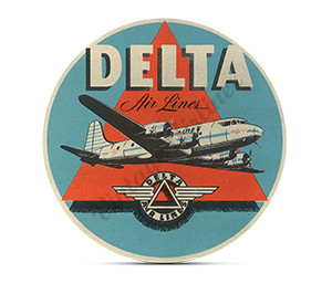 Delta Air Lines 1950's Vintage Bag Sticker Round Mousepad