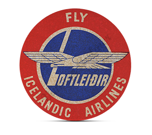 Icelandic Airlines Vintage Bag Sticker Round Mousepad