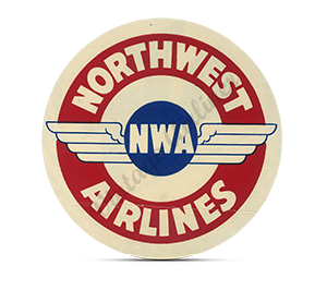 Northwest Airlines Vintage Bag Sticker Round Mousepad