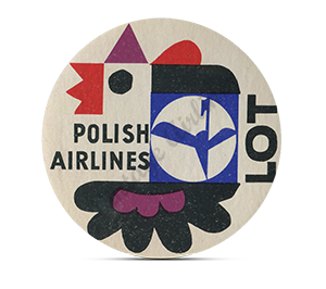 LOT Polish Airlines 1960's Bag Sticker Round Mousepad