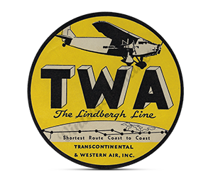 TWA Lindbergh Line Fokker F-10 1930's Bag Sticker Round Mousepad