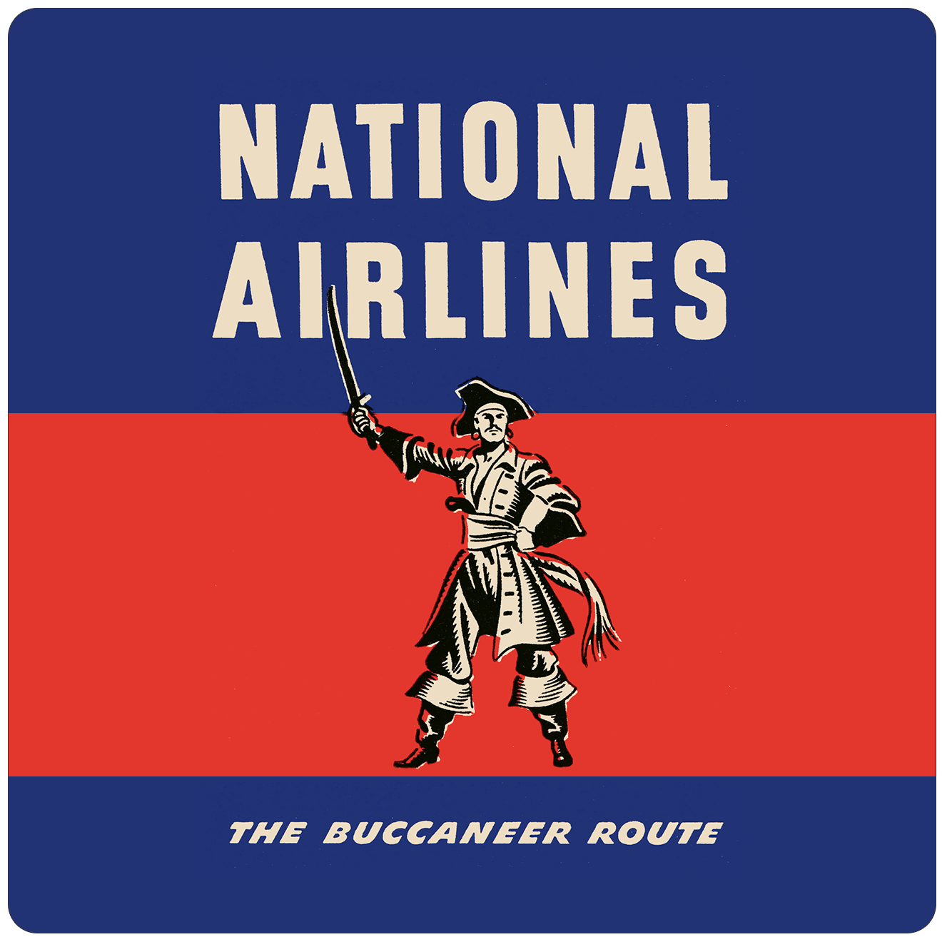 National Airlines 1950's Vintage Square Sandstone Coaster