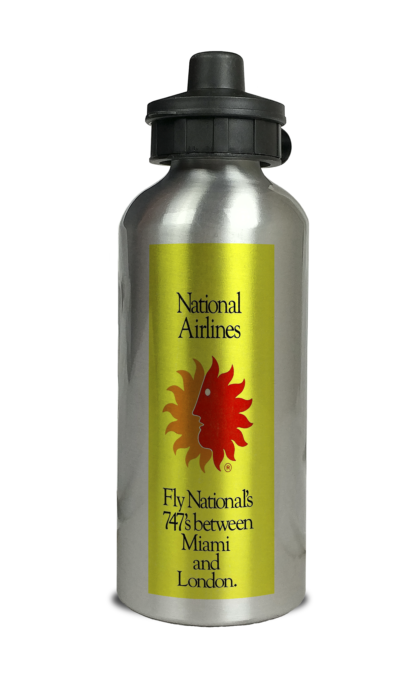 Fly National Airlines Timetable Cover Aluminum Water Bottle
