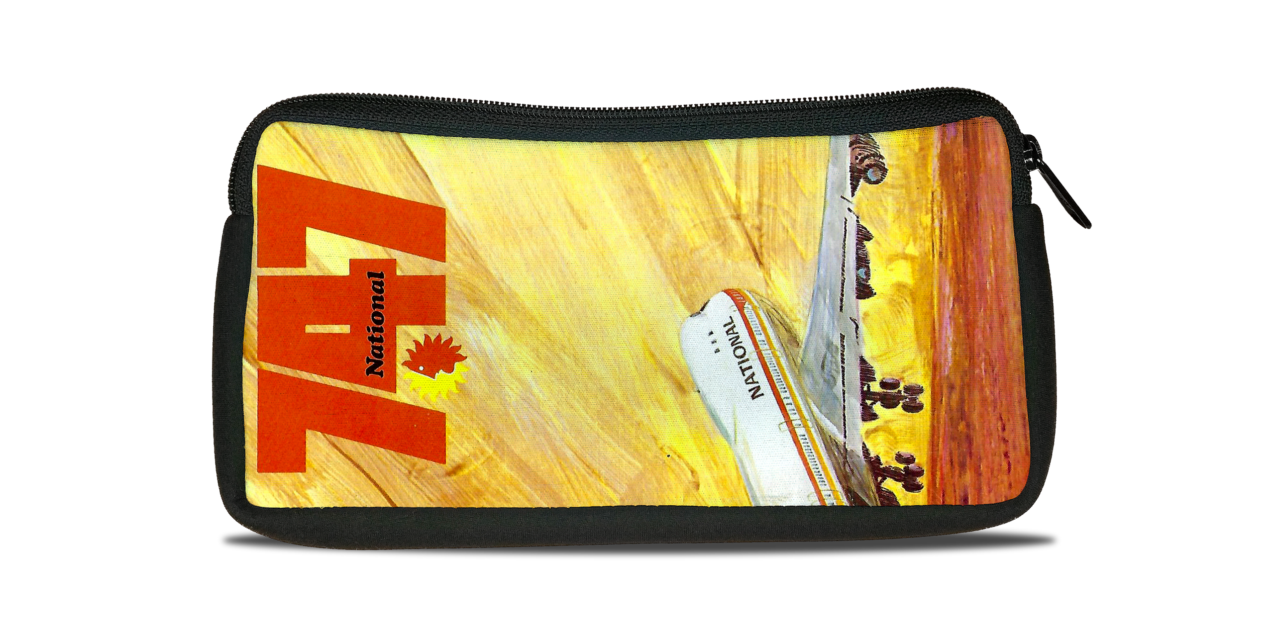 National Airlines 747 Timetable Cover Bag Sticker Travel Pouch